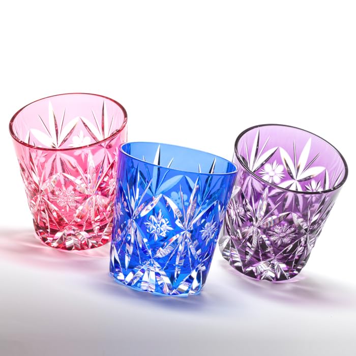 Amazon | 硝子工房 彩鳳 江戸切子 オールド 金紫 笹の葉星文様