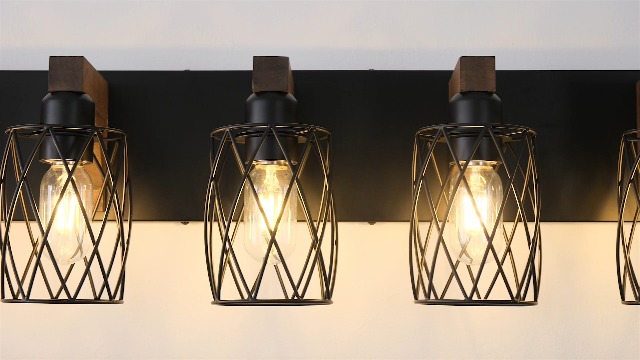 6-Light Farmhouse Vanity Light Fixtures Over Mirror, Black with