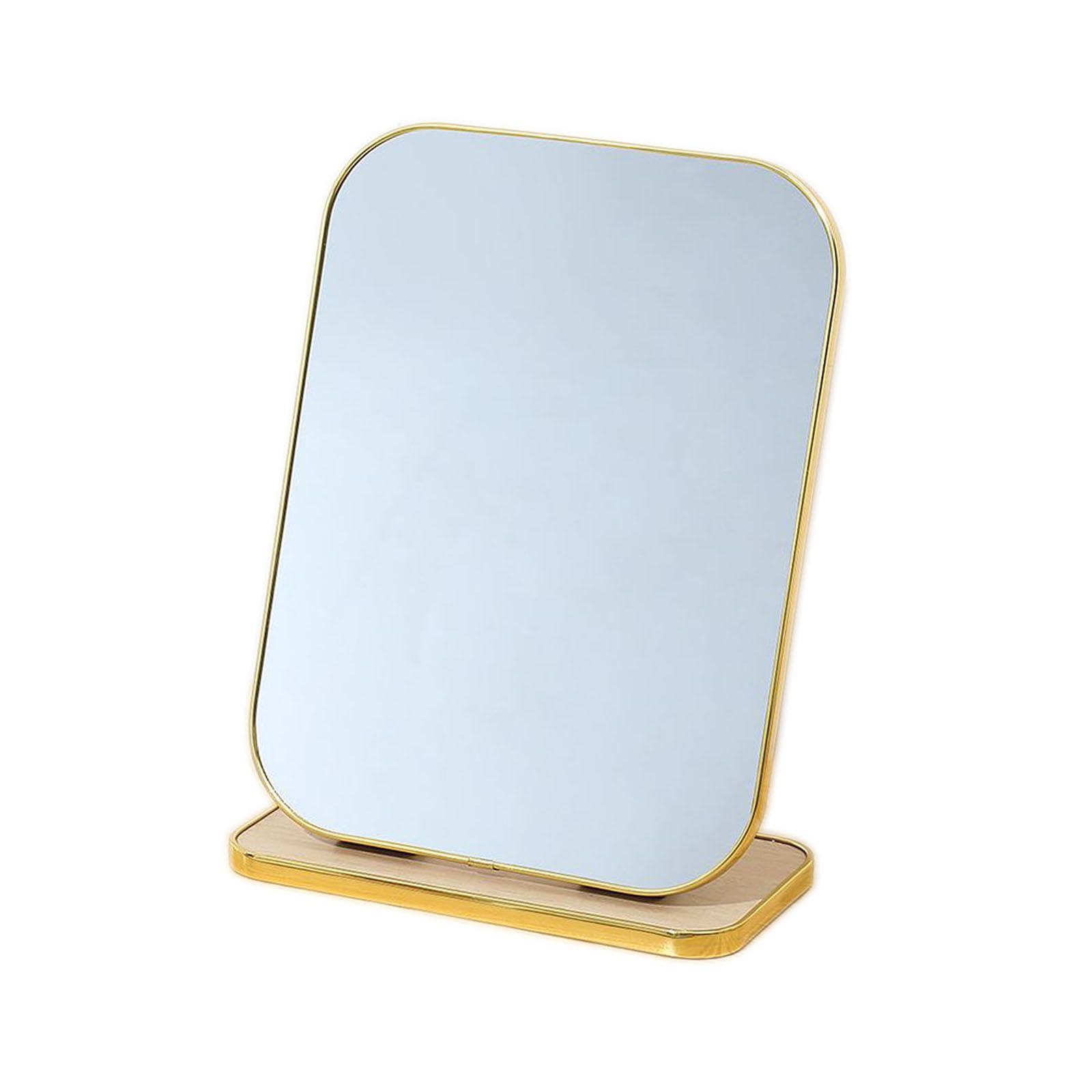 Numjeg Countertop Vanity Mirror Rectangular Gold Tabletop Small Makeup Mirror ﻿Desktop Foldable Dormitory Home Bedroom Makeup Mirror Tabletop Mirrors for Vanity Dresser, Bathroom,Desk