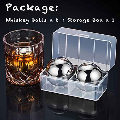 Beztn Whiskey Stones Metal Ice Cube, Reusable Stainless Steel Silver Balls 2.2", Gifts For Men Dad Husband Boyfriend, Cool Retirement Gifts With Box Packages #TOP6
