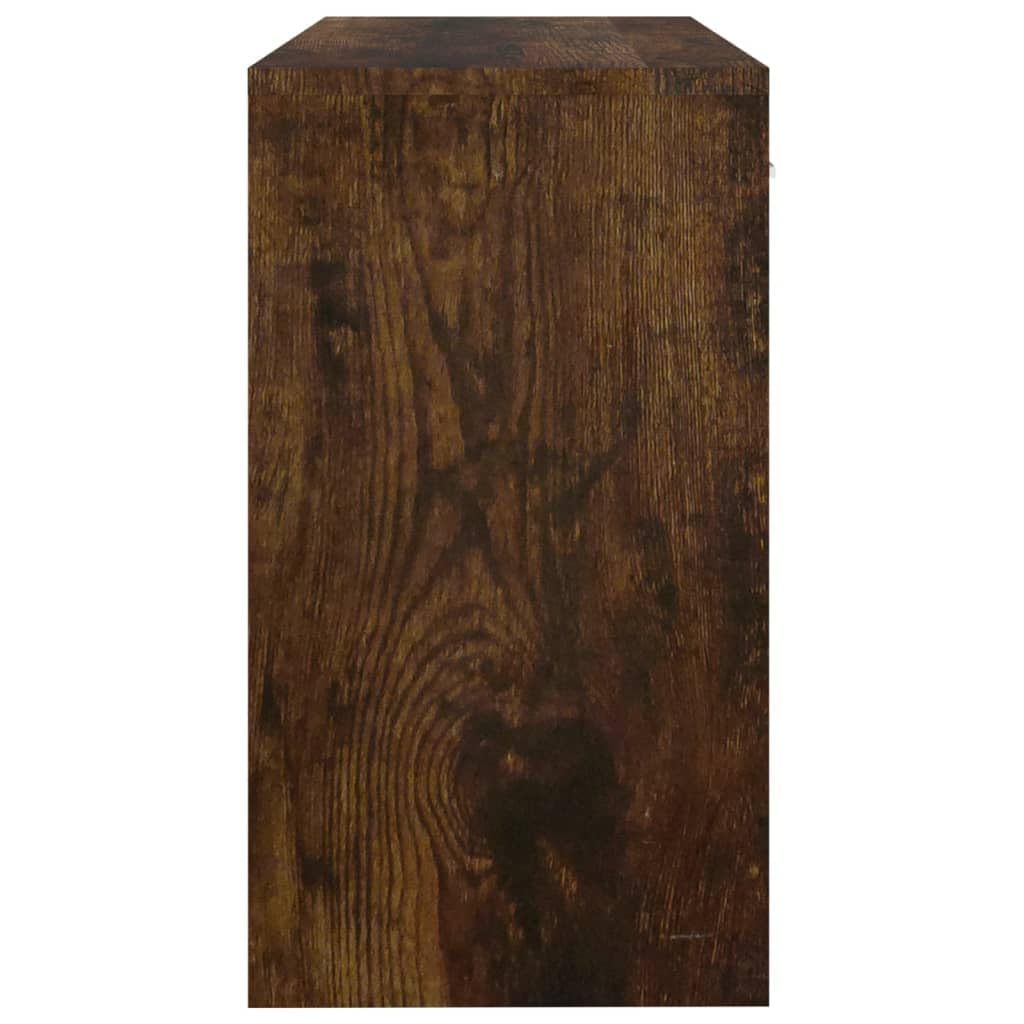 Schreibtisch Räuchereiche mit Stauraum 100x40x73 cm, Holzwerkstoff, Schublade und Schrank, kompakter Computer- und Home Office Tisch für kleine Räume und Büroorganisation