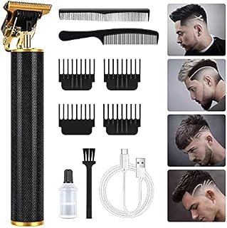 URAQT Hair Clippers for Men, Cordless Clippers Electric Hair Trimmer Beard Trimmer Set, Waterproof Detail Beard Shaver, T-Blade Trimmer Grooming Cutting Kit with 4 Guide Combs and 2 Hair Combs