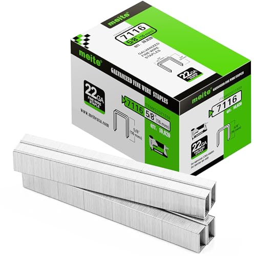meite 22 Gauge 71 Series 3/8" Crown Wide 5/8" Leg Length Galvanized Staples for Upholstery Stapler 10,020 PCS/Box (1 Box)