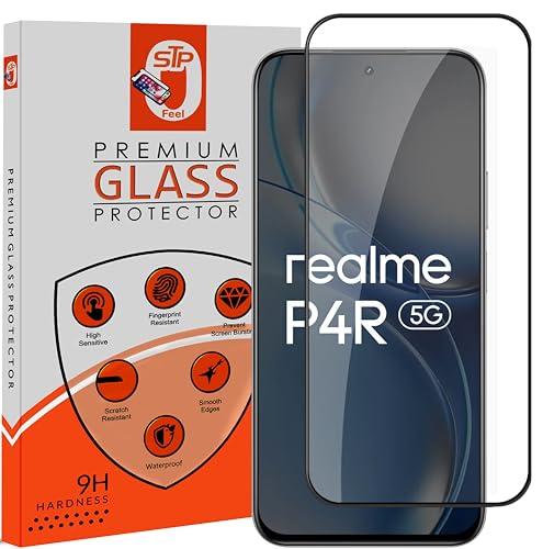 Image of STP FEEL Premium HD+ Tempered Glass Screen Protector Guard Compatible For Realme P4R 5G (6.81 Inch, Pack of 1) | Edge to Edge Coverage With Easy to installation kit for Smartphone