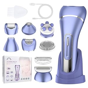 Epilierer Damen, 7 in 1 Epiliergerät Damen Kabellos, Rasierer Bikinitrimmer Intimrasierer für Frauen, Licht LED, USB-Aufladung, IPX7 Nass- und Trockengebrauch für Beine, Arme, Achseln,Bikinizone, Gesi