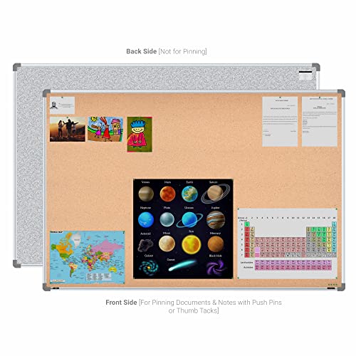 Image of Scholar Art Metis 4x6 Feet Cork Board for Office, Home & School | High Strength Natural Cork + High Density Soft Board for Pinning Photos, Sticky Notes & Reminders