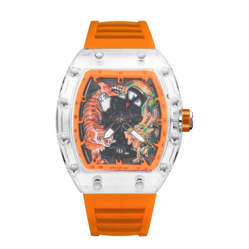 LUOLINGONGJUE® Sports Wrist Watch | Automatic Quartz Luminous Waterproof Men's Barrel-Type Dragon Tiger Design