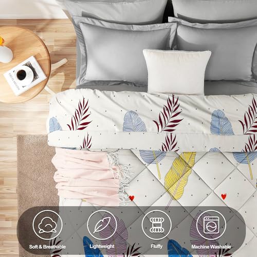 Image of HOMEKART Microfiber Reversible Printed Comforter for Single Bed (90x60 Inch) - Ultra-Soft Lightweight AC Blanket for Summer, All-Season Quilt /Duvet, Cozy & Breathable-White & Blue