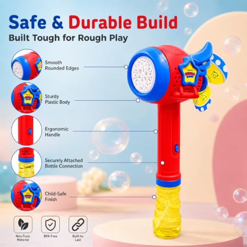 Image of Lifelong Wand Bubble Gun for Kids | Super Cars Theme Automatic Bubble Machine with 1 Solution | AA Battery Powered Gatling Bubble Gun | Durable Build for Outdoor Indoor | Fun Gift for Boys Girls