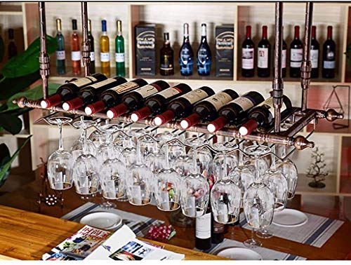 Support de verre à vin suspendu et porte-bouteille de plafond en fer