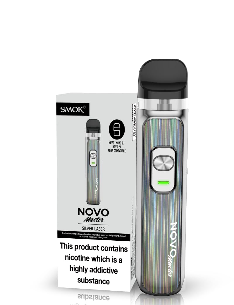 SMOK Novo Master Kit: Sleek Design, Powerful Performance - Elevate Your Vaping Experience with Style (Silver Laser) 2mL SMOK E Cigarettes Vape Kit No Nicotine