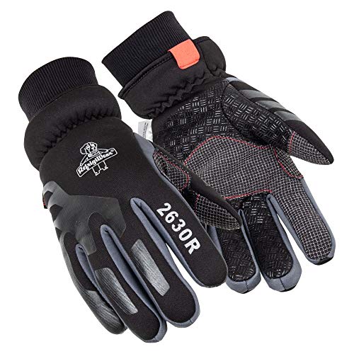 RefrigiWear Women's Thinsulate Insulated Tricot Lined Softshell Gloves with Silicone Grip (Black, Medium)