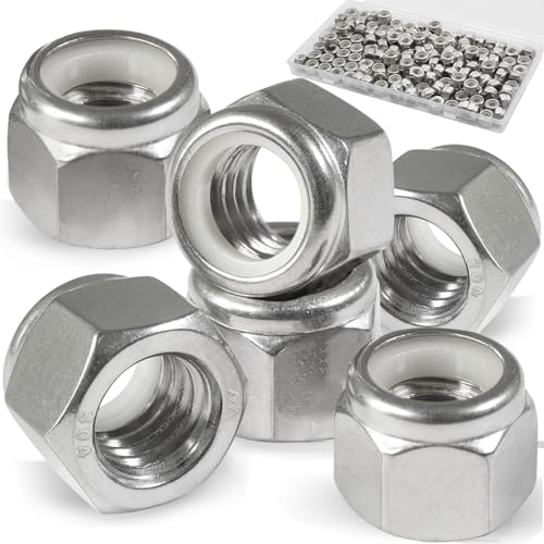 Vifmy LN-10-32 150 Pack 10#32 Nylon Insert Locknuts,304 (A2-70) Stainless Steel Lock Nuts,Standard Inch Thread Nylock Nuts cover