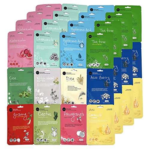 Celavi K-Beauty Skincare Essence Facial Masks Set (48 Pack)