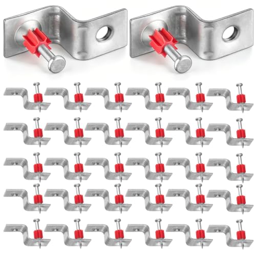 Hicarer 50 Pack 1/4-20 Threaded Rod Hangers with Pre-Assembled Drive Pins, Zinc Plated Z-Clips with Orange Flute Washer for Ceiling Concrete, Steel, Pro Grade for Electrical and HVAC