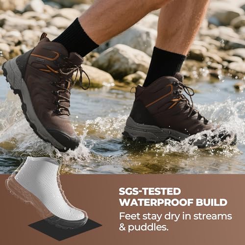 NORTIV 8 Men's Waterproof PRO Hiking Boots Outdoor Lightweight Non-Slip Arch Support Trekking Camping Ankle Boots Armadillo 3.02