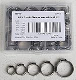 IEUYO Heavy Duty PEX Pinch Clamps PEX Cinch Clamps Rings Assortment Kit Single Ear Hose Clamps Clips