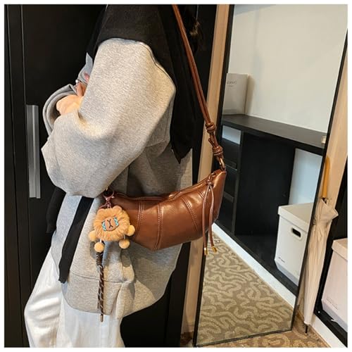 Crescent Shoulder Bags for Women, Trendy Vintage Hobo Handbag Y2K Dumpling Crossbody Purse With Zipper Closure2