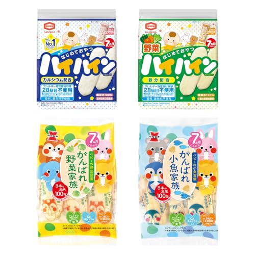 亀田＆岩塚 4種アソート （ ハイハイン/野菜ハイハイン/がんばれ野菜家族/がんばれ小魚家族 ）各1袋 計4袋のサムネイル