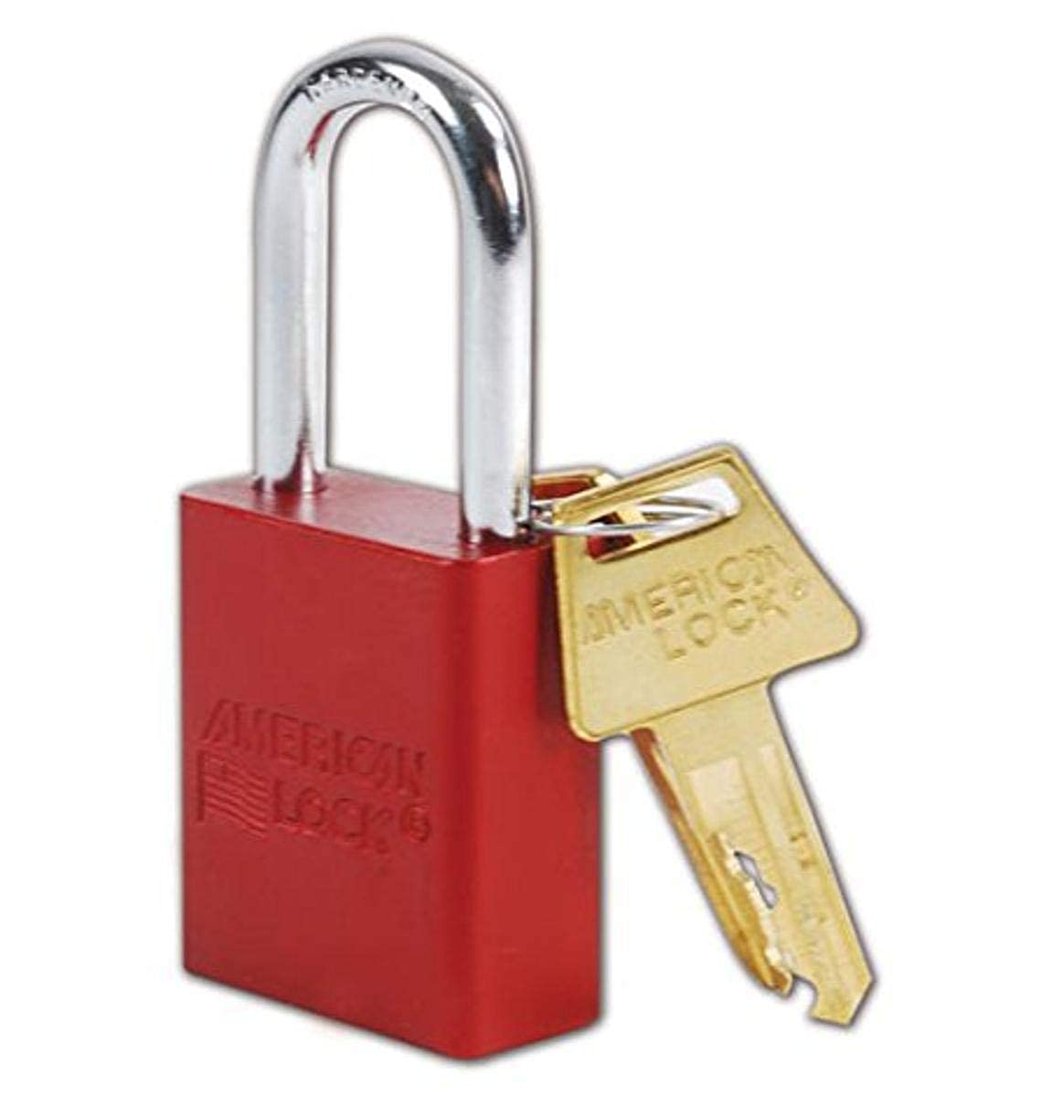 Master Lock A1106RED Aluminum Red Safety Padlock with 1/4" x 1-1/2" Shackle (Pack of 1), 1-Padlock