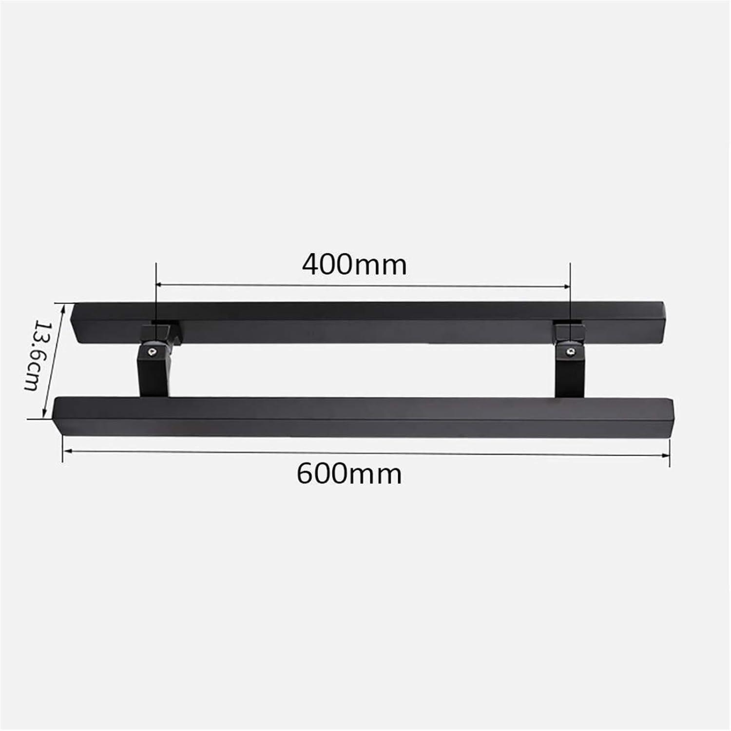 Black Thick Stainless Steel Square Tube Store Office Glass Door Push-Pull Handle Barn Door Sliding Handle-Easy to Install (Size : 600x400mm)