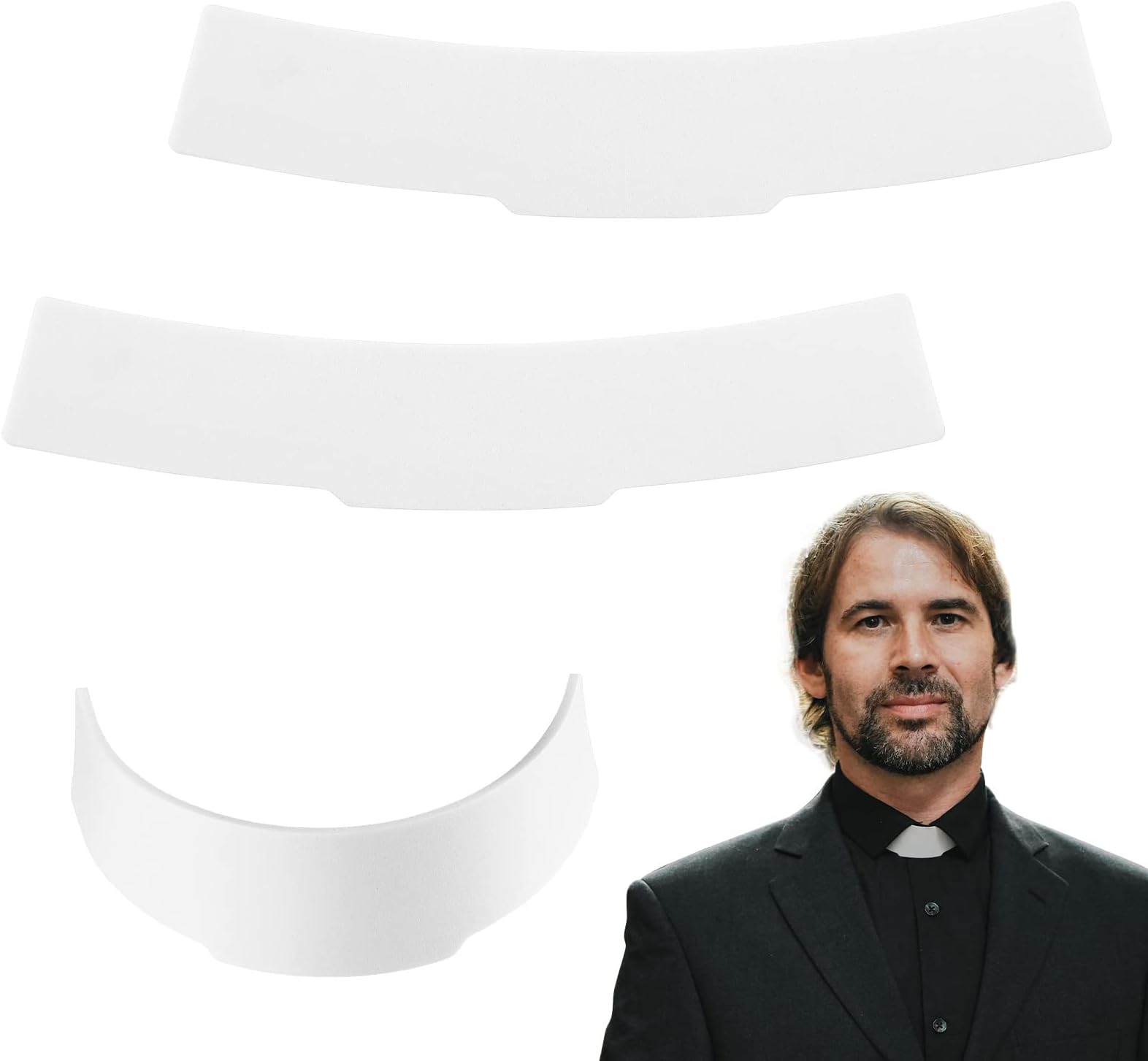 2 Pcs Priest Collar Tab Vicar Collar Fancy Dress White Shirt Clerical Stiffeners for Clergy Shirt Insert Priest Slip in