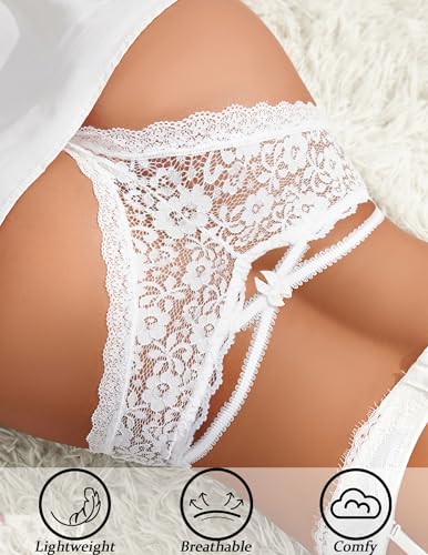 Avidlove Lace Cheeky Panties for Women Criss Cross Back Cute Floral Hipster Underwear2