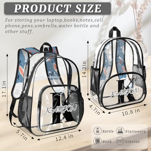 Personalized Small Clear Backpack Stadium Approved Heavy Duty PVC Plastic Custom Cute Bunny Transparent Backpacks See Through Bag with Name, Rabbit4