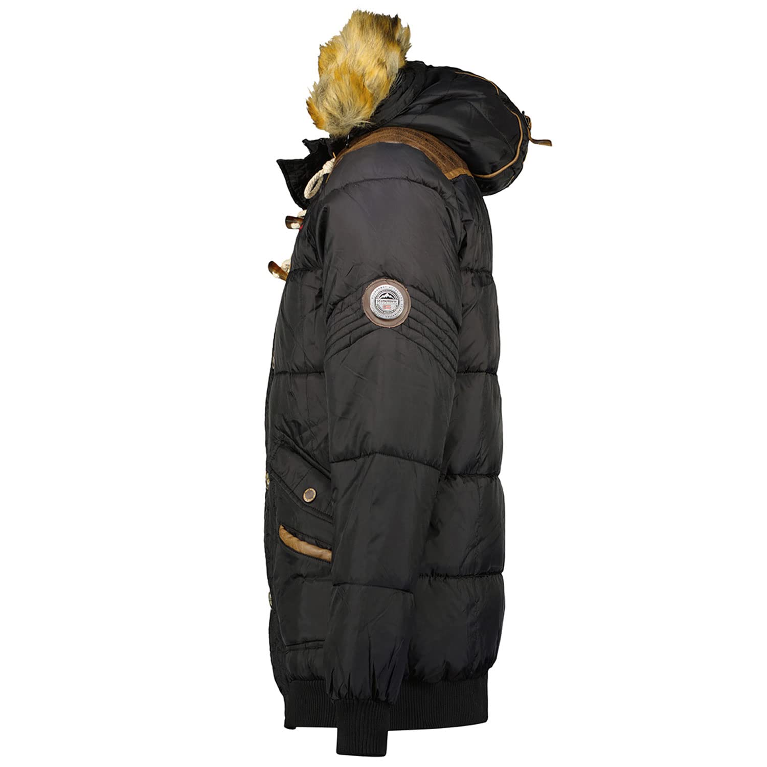 Geographical Norway Veste d'hiver matelassée pour homme - Anorak chaud doublé - Veste de ski d'extérieur pour l'hiver et l'automne avec bonnet UD