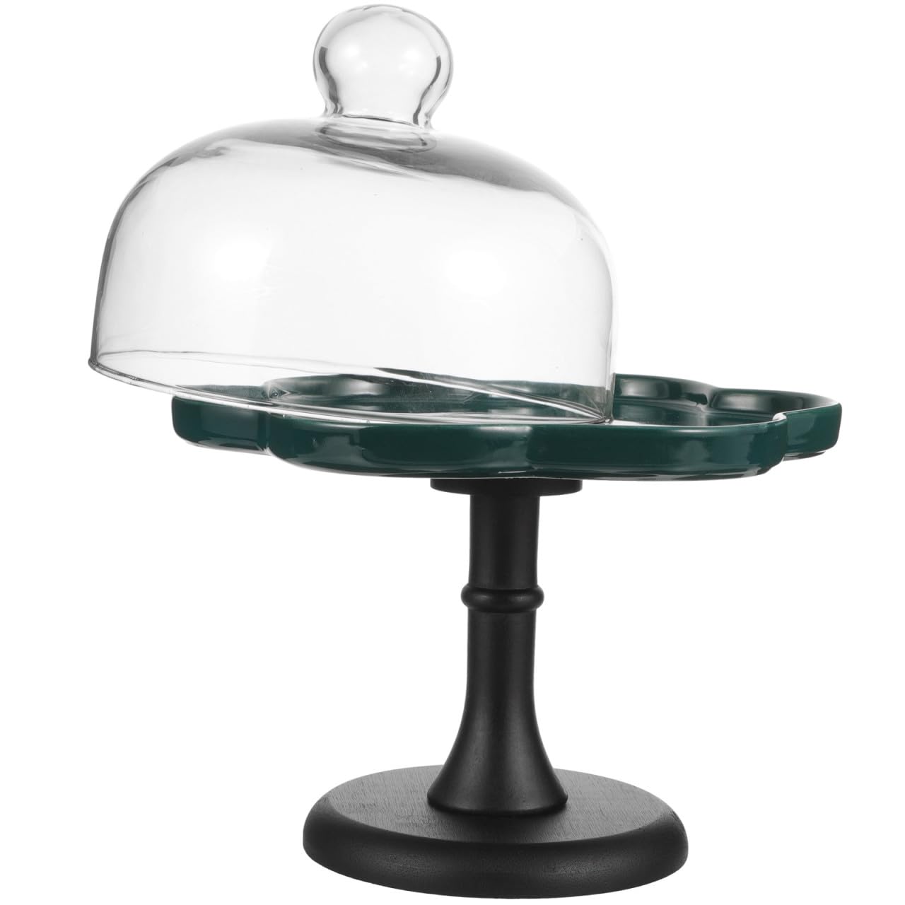 Alzata per Torte in Ceramica con Base Alta e Cupola in Vetro Trasparente, Facile da Pulire, per Feste di Compleanno ed Eventi