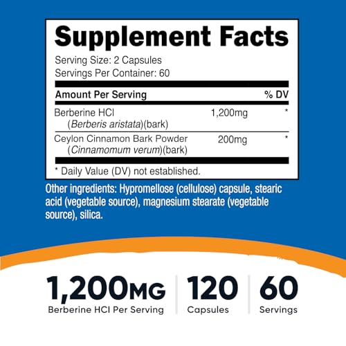 Nutricost Berberine HCl with Ceylon Cinnamon Capsules