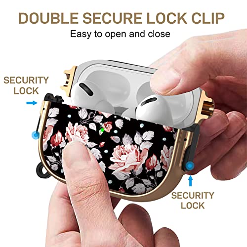 Image of Maxjoy for AirPods Pro 2nd /1st Generation Case with Lock, Flower AirPods Pro 2 Case Lock Protective Hard AirPod Pro Cover for Women Girly with Keychain for Airpod Pro (2023 /2022 /2019), Rose