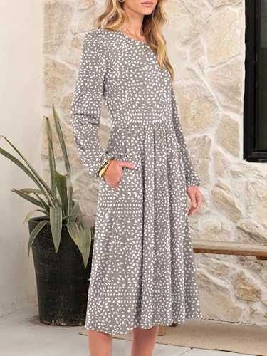ANRABESS Women Long Sleeve Midi Dress Crewneck 2025 Fall Fashion Casual Flowy A-Line Long Dresses Vacation Outfit with Pocket4