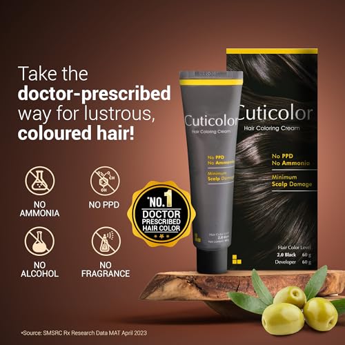 Cuticolor Permanent Hair Color Cream|#1 Dr prescribed|Suitable for Sensitive Skin|Eco Mechanism to Preserve Scalp Health|No Ammonia|No PPD|Enriched with Portulaca & Boseivela Extract - Dark Brown(60g) - Image 3