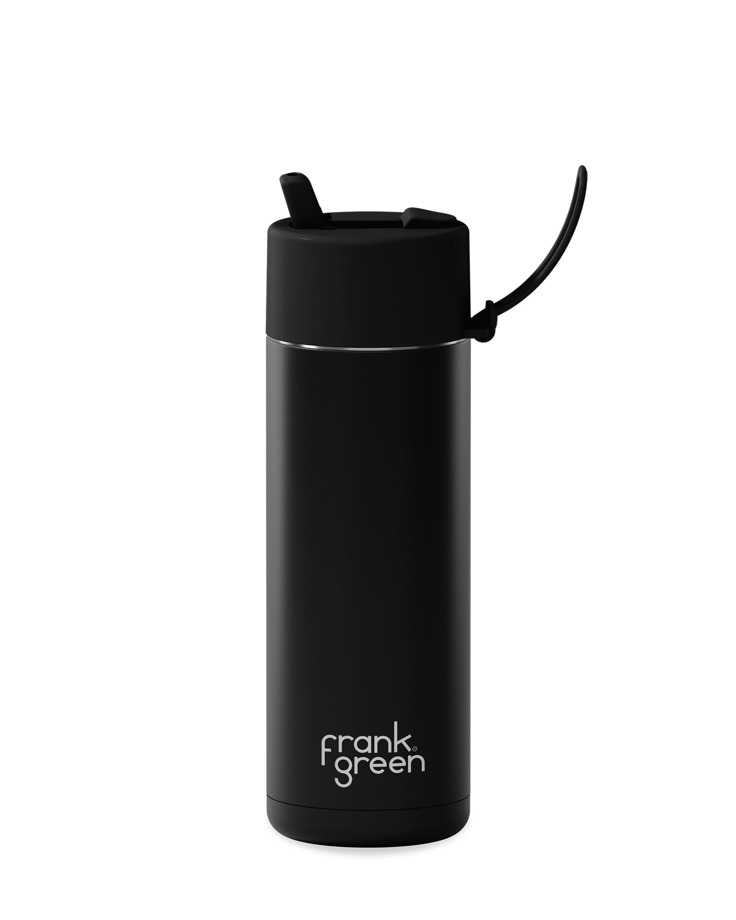 Frank Green - Ceramic Reusable Bottle - Stainless Steel Water Bottle With Straw, Insulated Water Bottle, Metal Water Bottle - Flip Straw Lid - 20oz - Midnight
