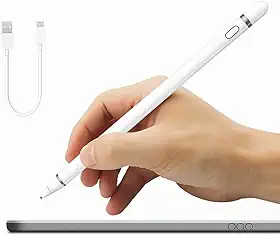 Caneta Stylus Recarregável USB, Ponta Fina 1,5mm, LED Indicador, Compatível com iPad, Tablet, Celular, Notebooks, Android e iOS - Premium