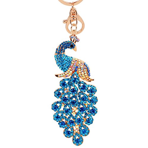 Preisvergleich Produktbild Holeider Keychain Beutel-Kette Auto-Anhänger, Niedlich Pfau Schlüsselbund Auto-Schlüsselring Schlüsselanhänger (Blau)