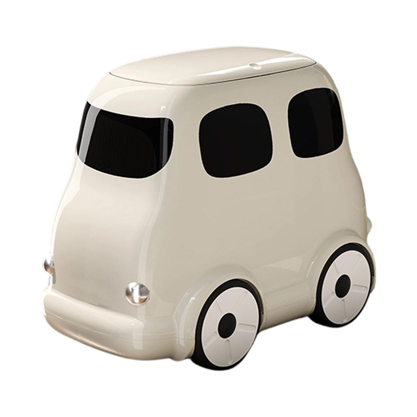 Oxxggkao White Waste Bin Wheeled Press Open Technology Thin Size Bus Shape For Household Kitchen Trash Can