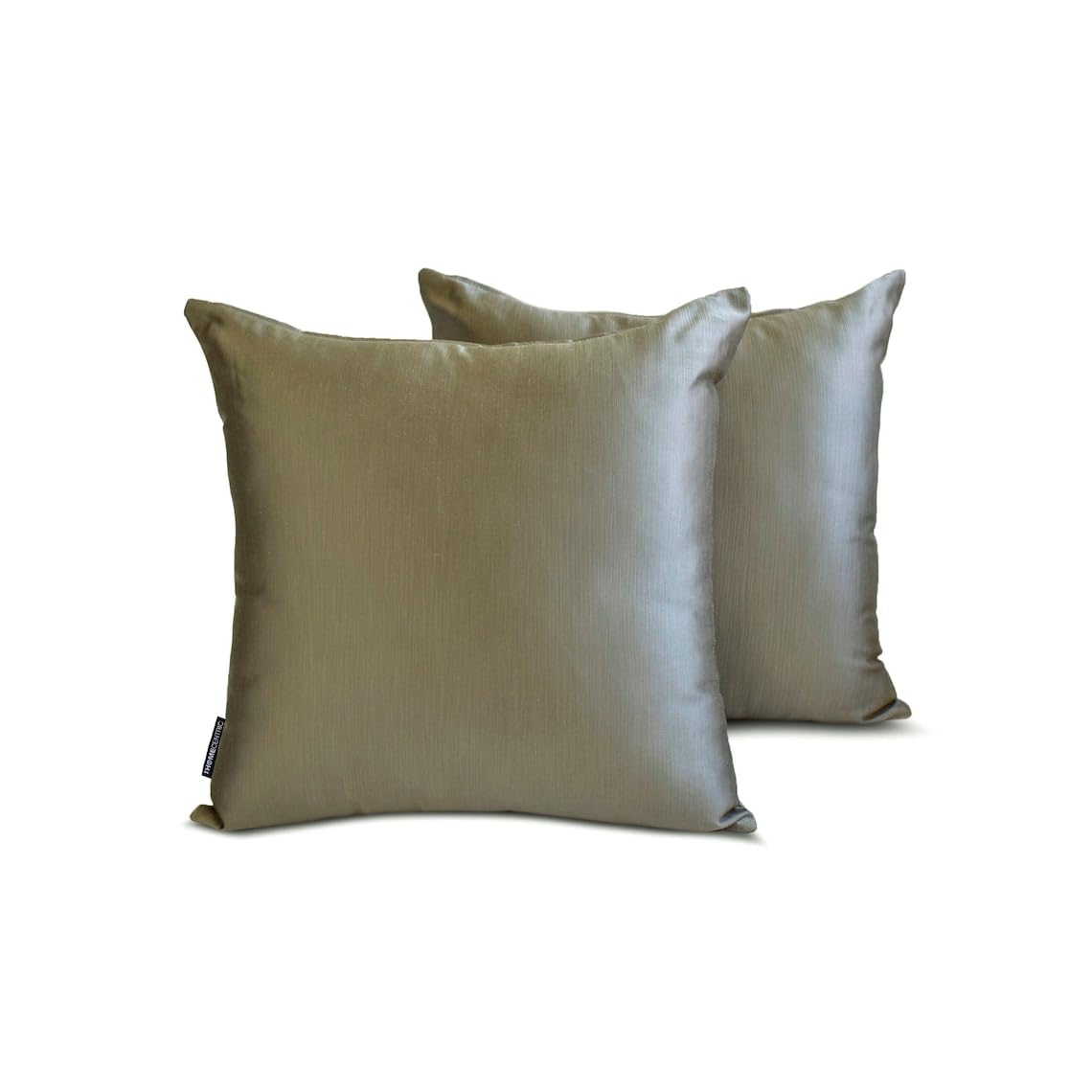 The HomeCentric Decorative Cushion Cases Taupe Pack of 2, 40x40 cm (16"x16") Satin Solid Thow Cushion Case For Sofa, Solid Modern Style - Taupe Gray Slub Satin โ image 1