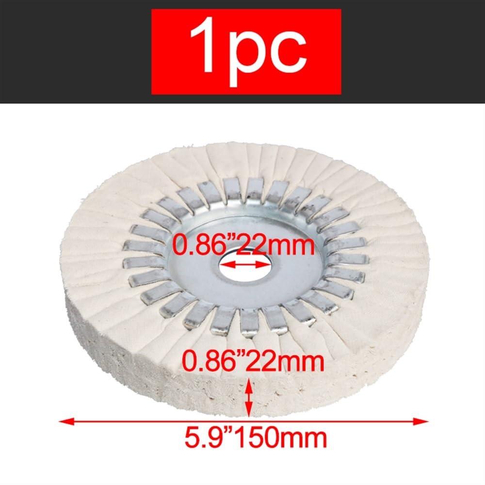 Tarcza polerska bawełniana 150 mm – wysokowydajna gąbka polerska do samochodów, biżuterii i nie tylko | Średnica otworu 14/22 mm(150mmx22mm)