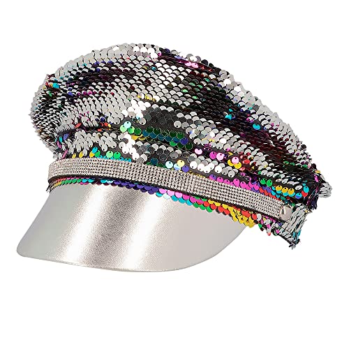Boland 44759 - Rainbow Hat with Reversible Sequins, Silver or Multicoloured, for Adults Headwear, Hat, CSD, Carnival, Theme Party - Image 2