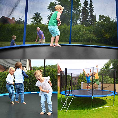WASAKKY Trampoline for Kids and Adult - 12ft Kids Trampoline with Trampoline Accessories: Trampoline Ladder, Safety Trampoline Net, Spring Cover Padding