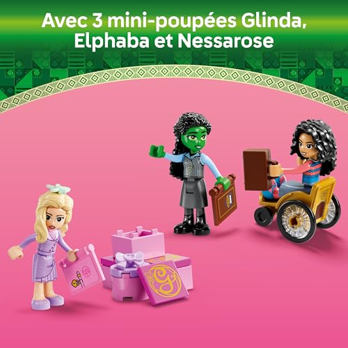 LEGO Wicked Glinda, Elphaba & Nessarose à l’Université de Shiz - Jouet de Construction avec Bateau, 3 Mini-Poupées & Accessoires Amusants - Cadeau pour Fille & Fans du Film dès 7 Ans 75681