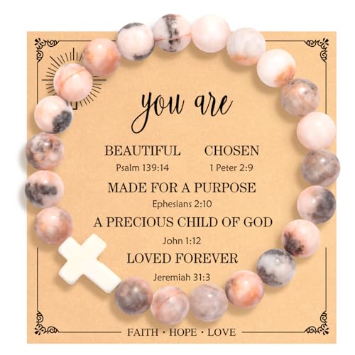 Christian Mothers-Day Gifts for Women, First Communion Confirmation Graduation Gifts Cross Bracelet, Inspirational Religious Birthday Bracelet for Her/Mom/Grandma/Daughter/Granddaughter/Friends/Sister/Godmother, Jesus Faith Jewelry
