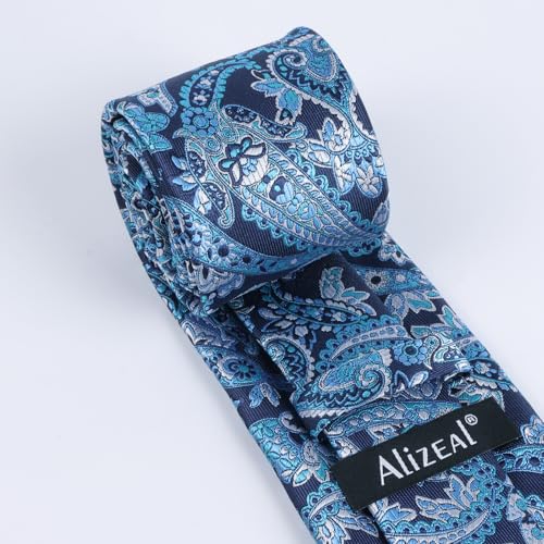 Image of Alizeal Mens 3.15'' Vintage Paisley Tie Pocket Square Set | Elegant Perfect for Banquet Wedding and Party