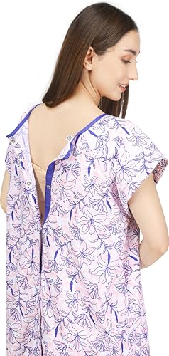 Bata de hospital para mujer idónea para maternidad y postoperatorio rosa Vines L XL 6