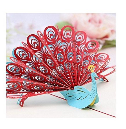 Asibt Peacock 3D Pop Up Greeting Card Handmade Kirigami & Origami Happy Birthday Wedding Anniversary Friendship Merry Christmas Thanksgiving -Pack Of 4 #TOP5