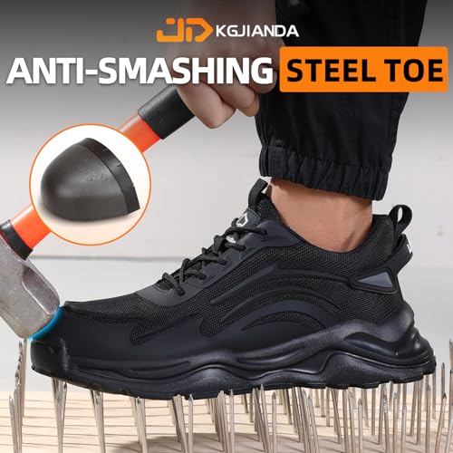 Image of Steel Toe Shoes for Men, Lightweight Safety Work Shoes, Breathable Puncture-Resistant Work Shoes for Warehouse, Factory and Light Construction