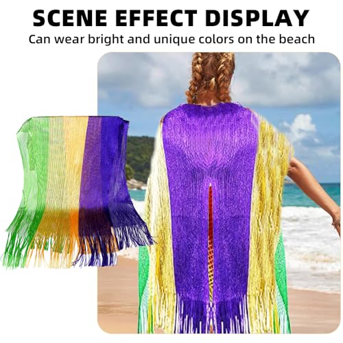 Mardi Gras Scarf for Women Mardi Gras Shawl for Women Purple Green Yellow Mesh Shimmering Scarf Mardi Gras Costume Women Mardi Gras Accessories for Women Girls4