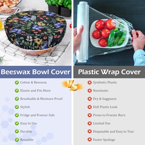 5Pcs Reusable Beeswax Elastic Bowl Covers for Bread Proofing and Food Cover - image 7